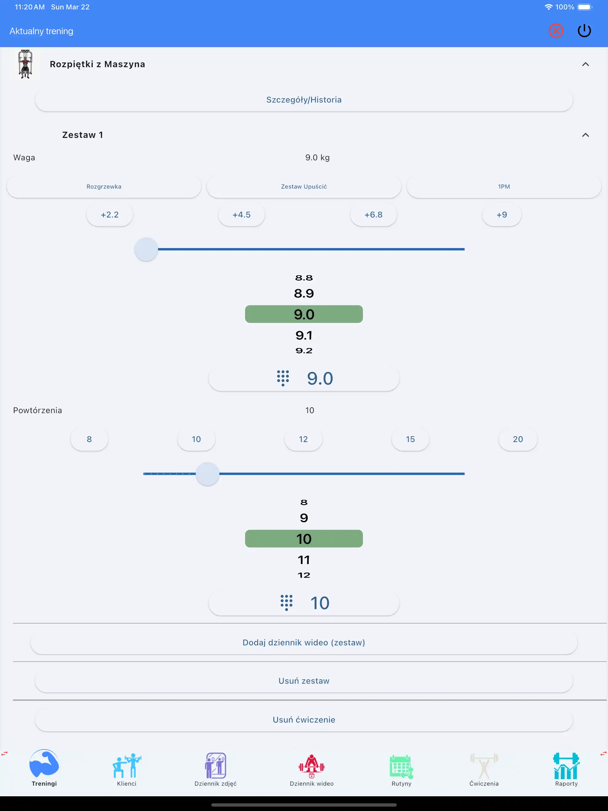 Śledzenie ćwiczeń na maszynie stosowej na tablet / ipad