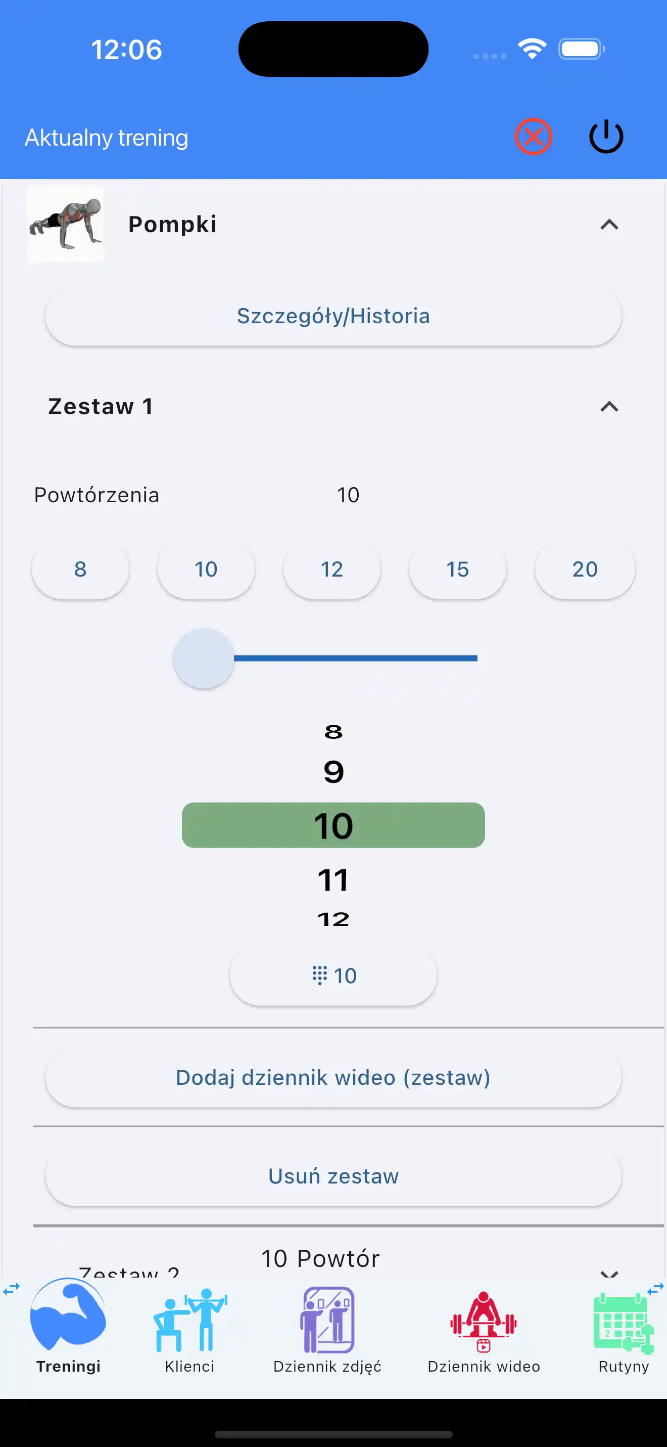Śledzenie tylko powtórzeń crossfit Kalistenika phone