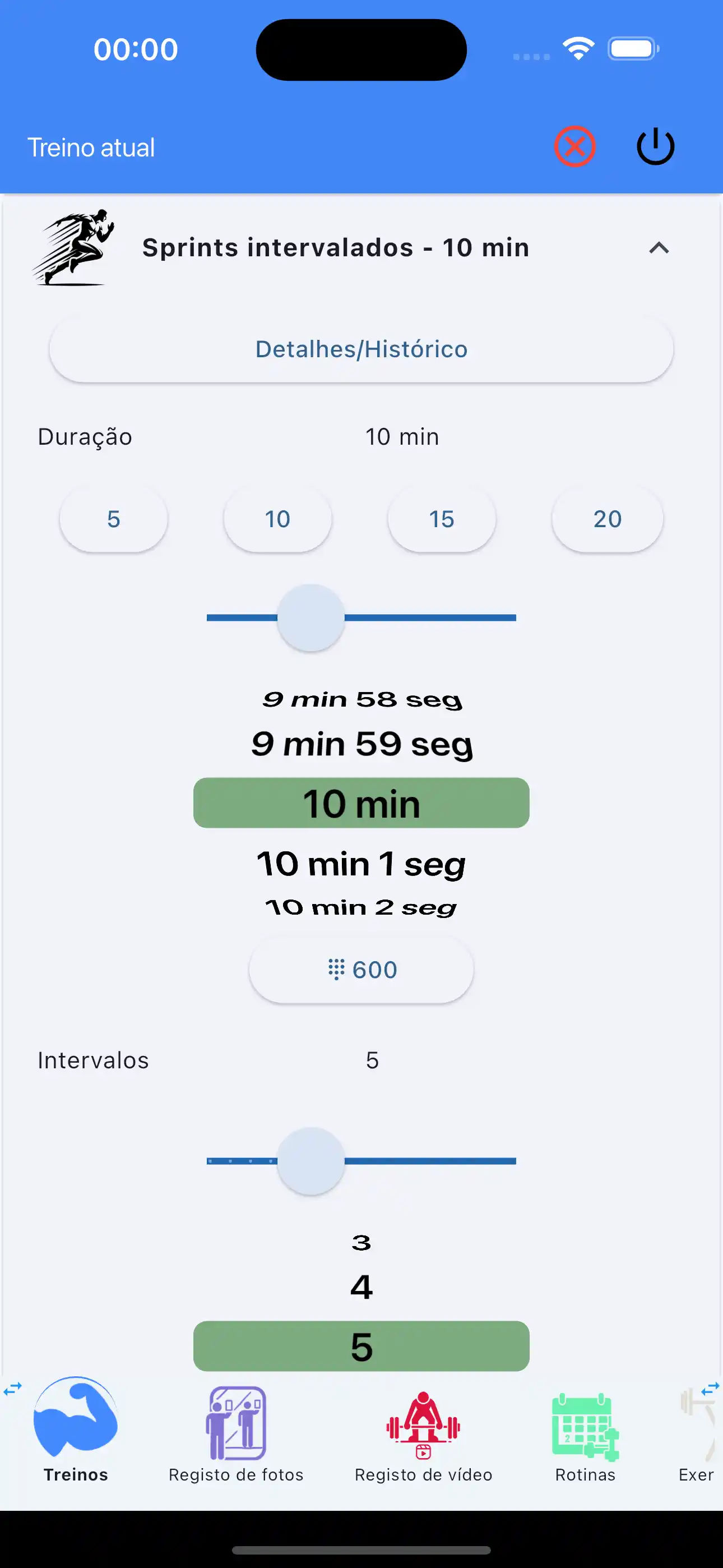 Rastreamento de cardio HIIT no celular