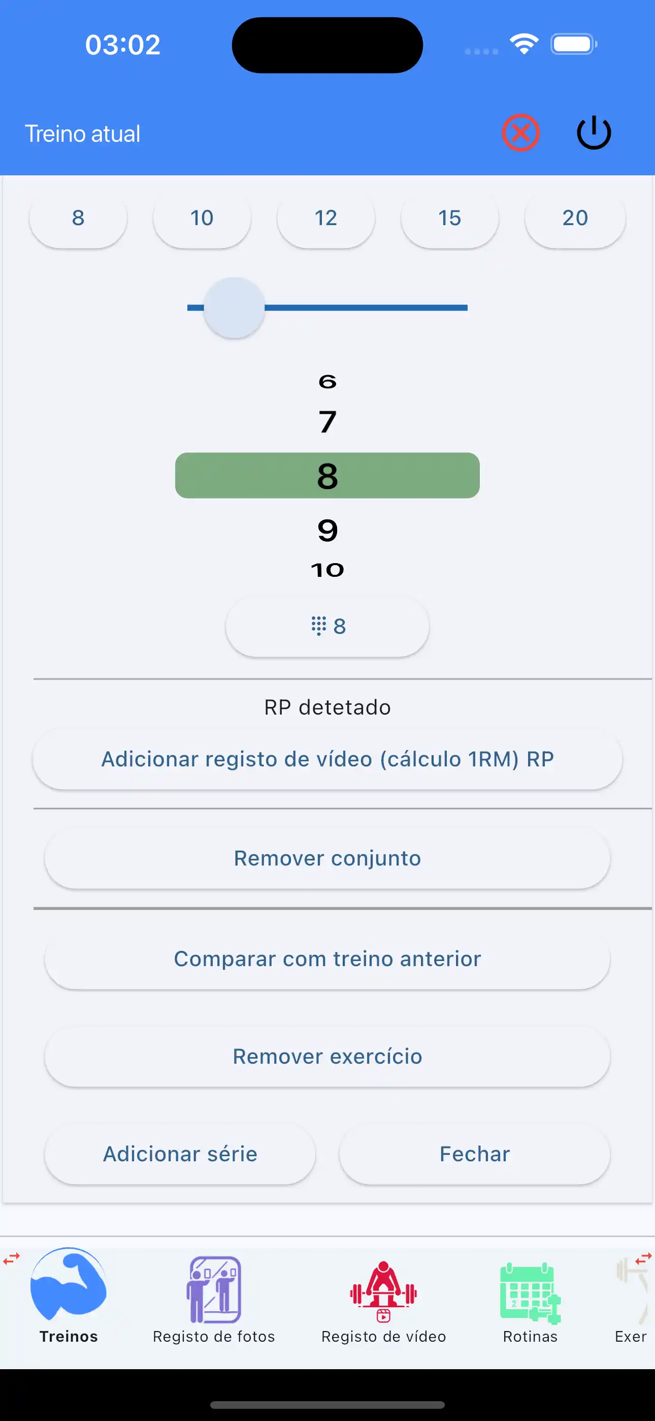 Adicionar vídeo de registro de 1rm PR