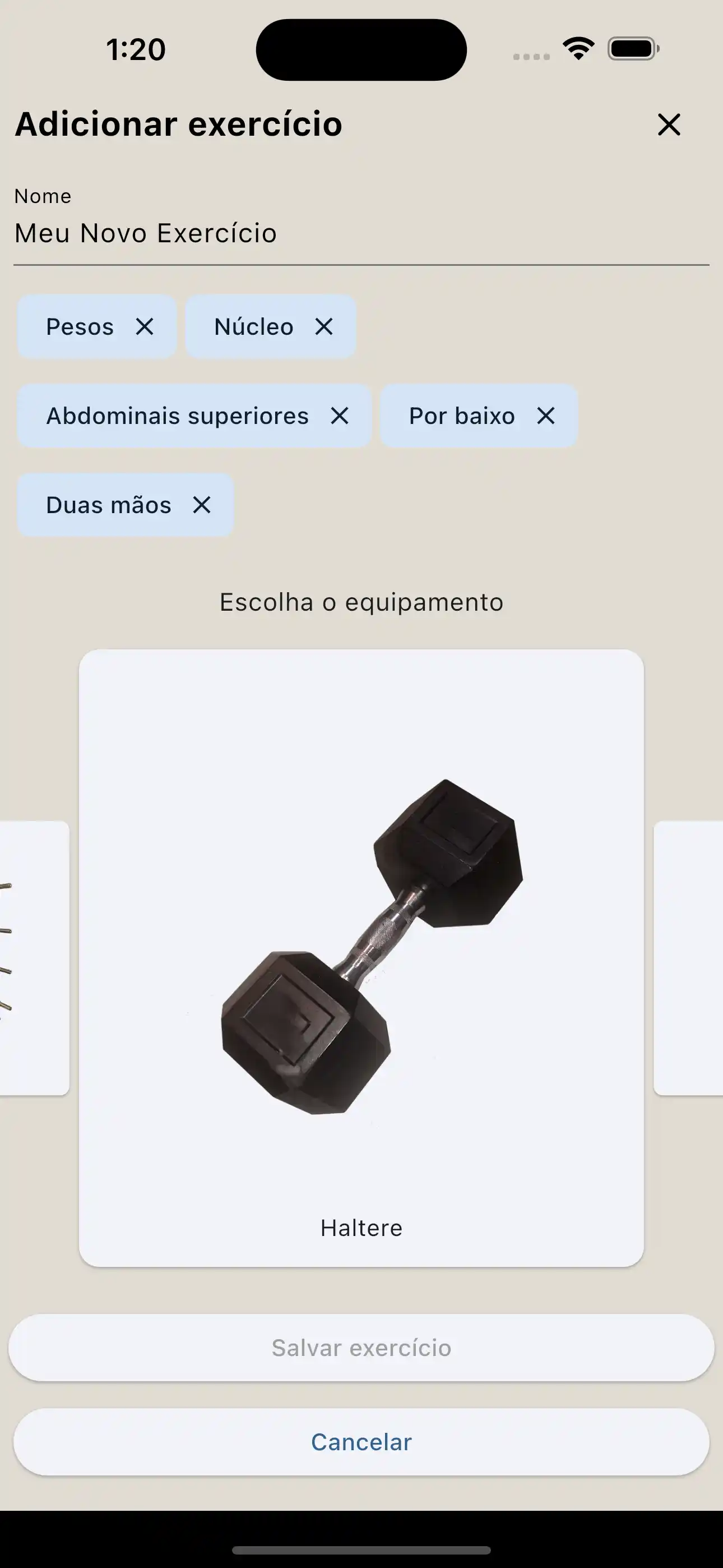 Telefone para criação de exercícios