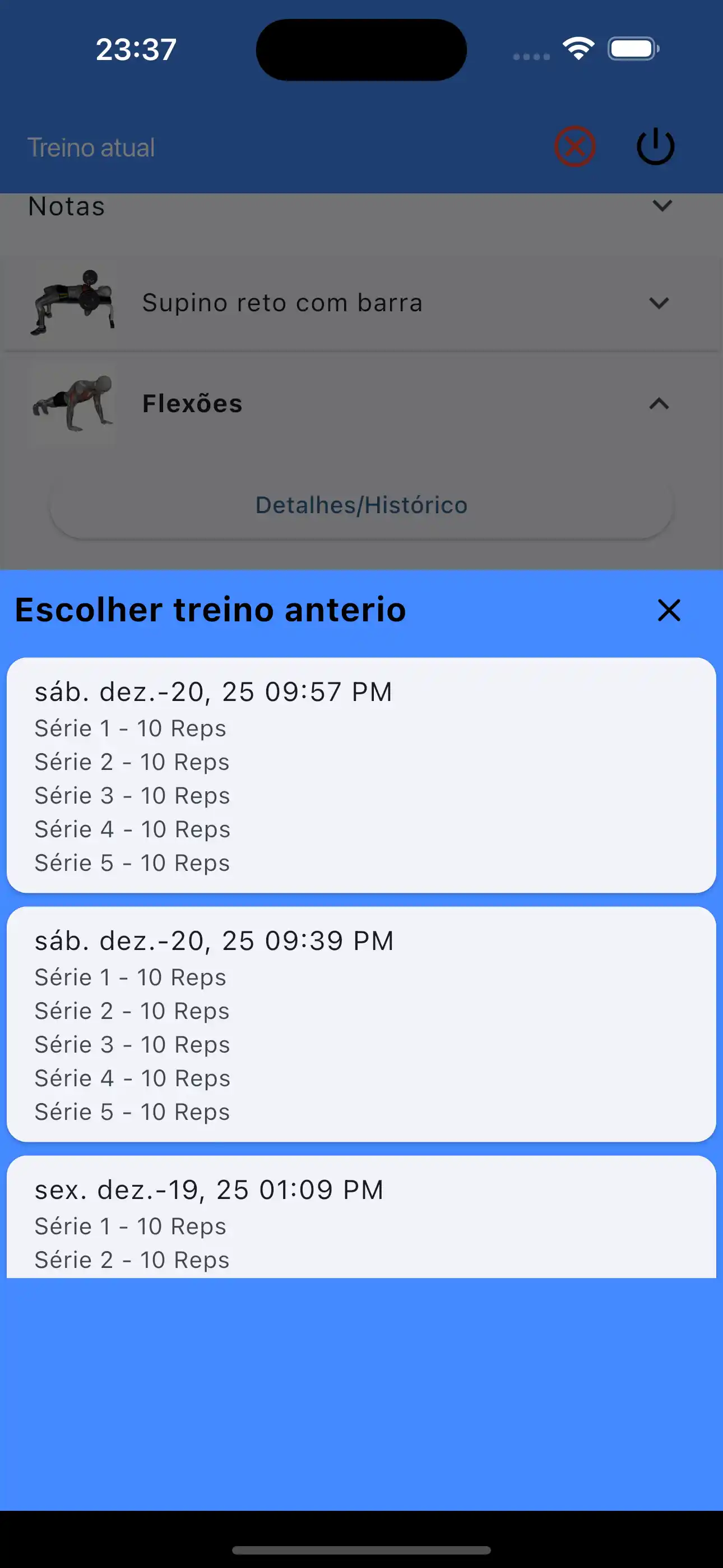 Escolher Apenas Últimas Séries e Repetições