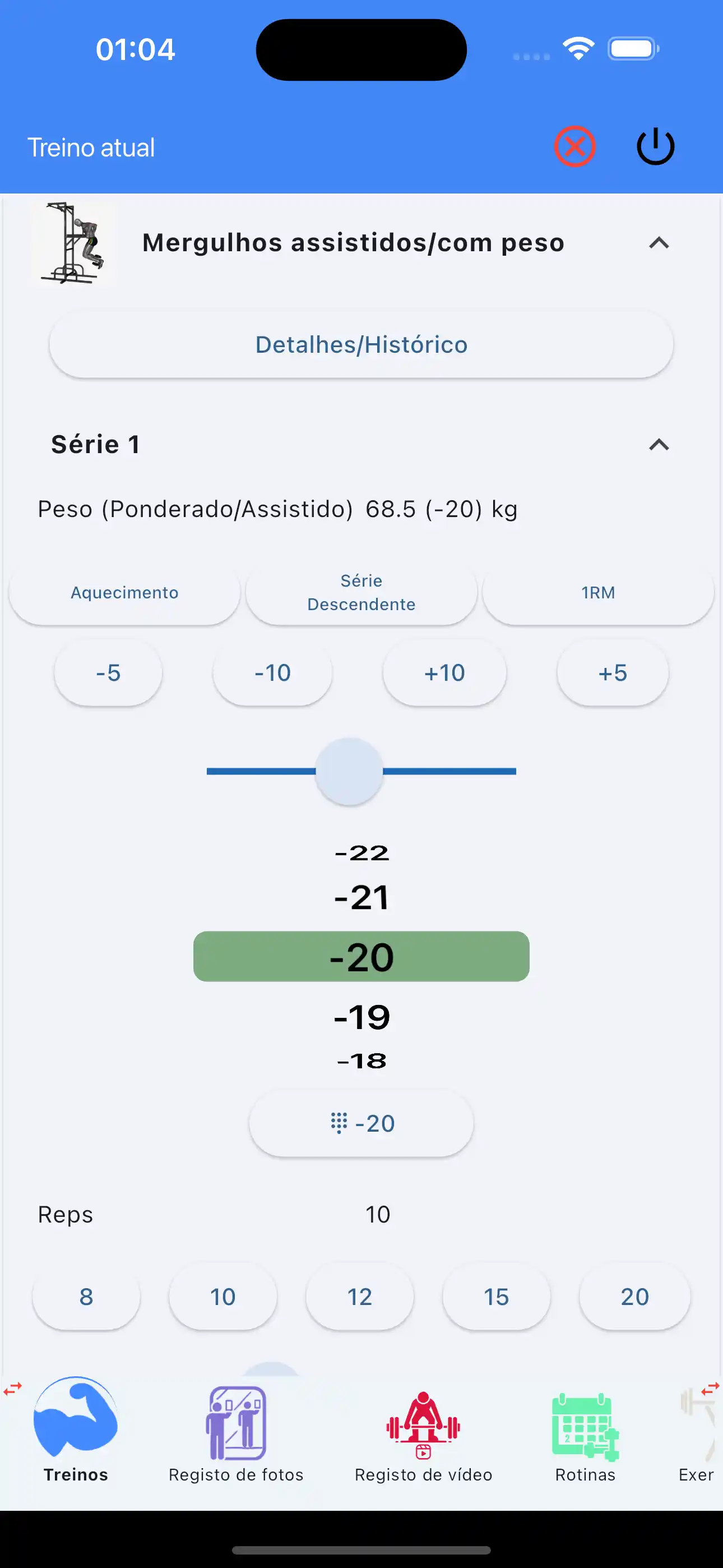 Telefone rastreador de exercícios assistidos/pesados