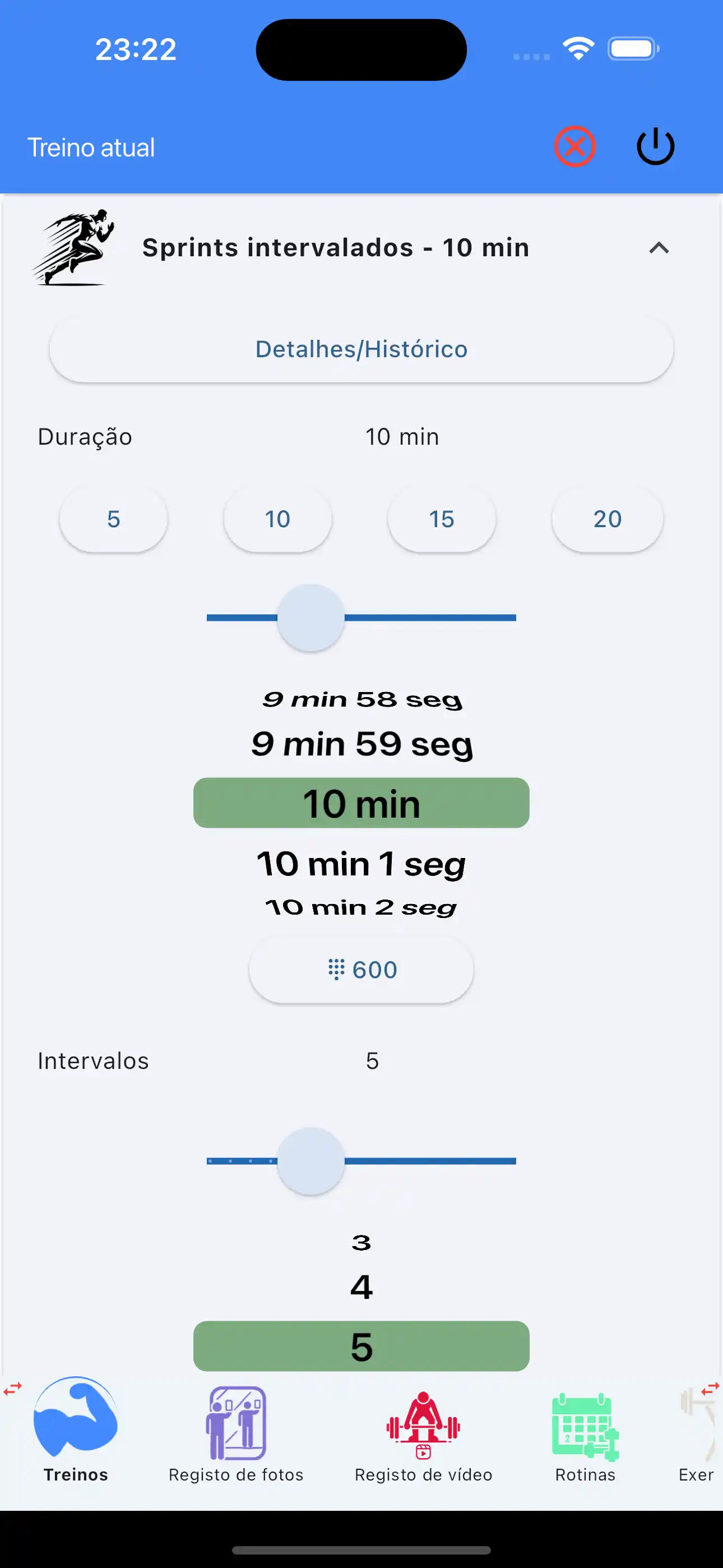 Intervalos Cardio de Entrada com Um Único Dedo