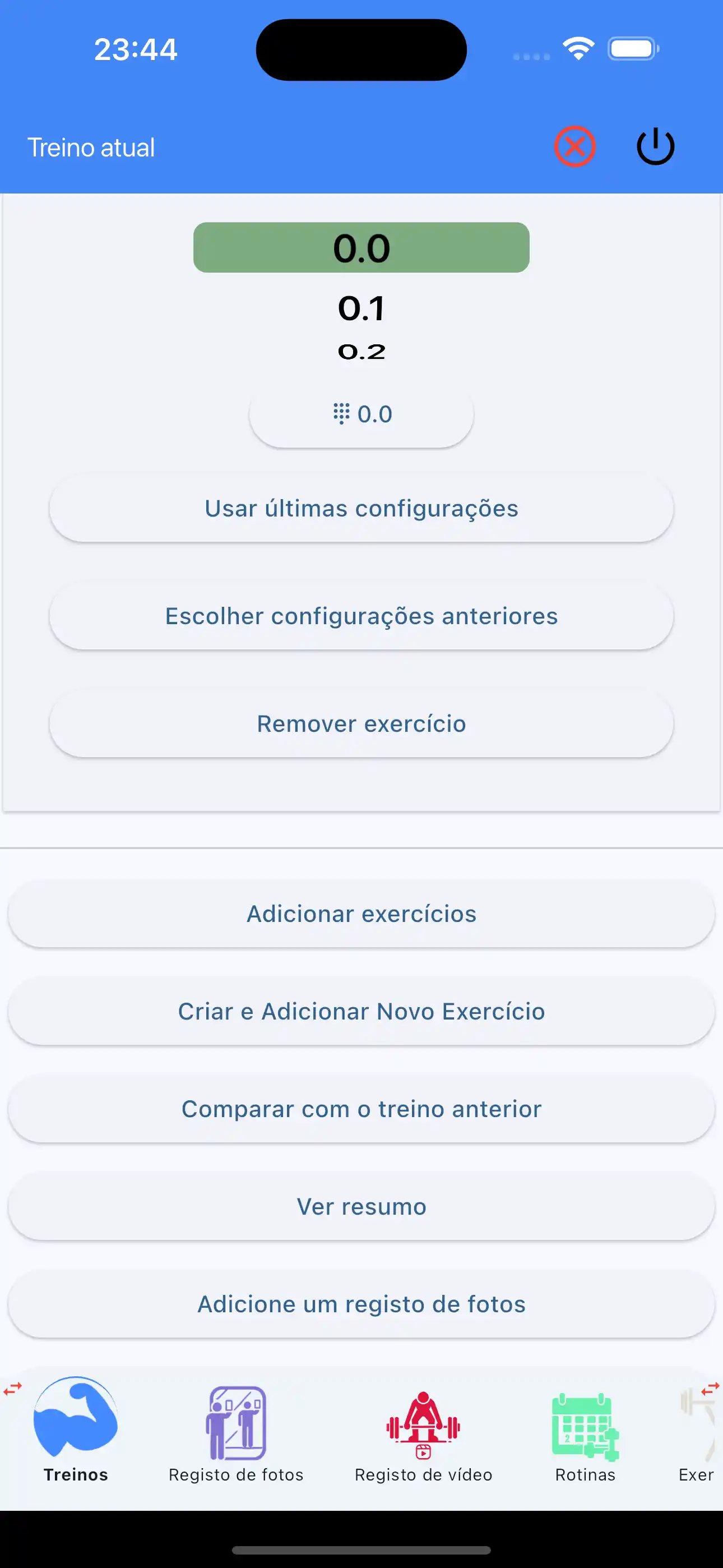 Usar últimas configurações Cardio