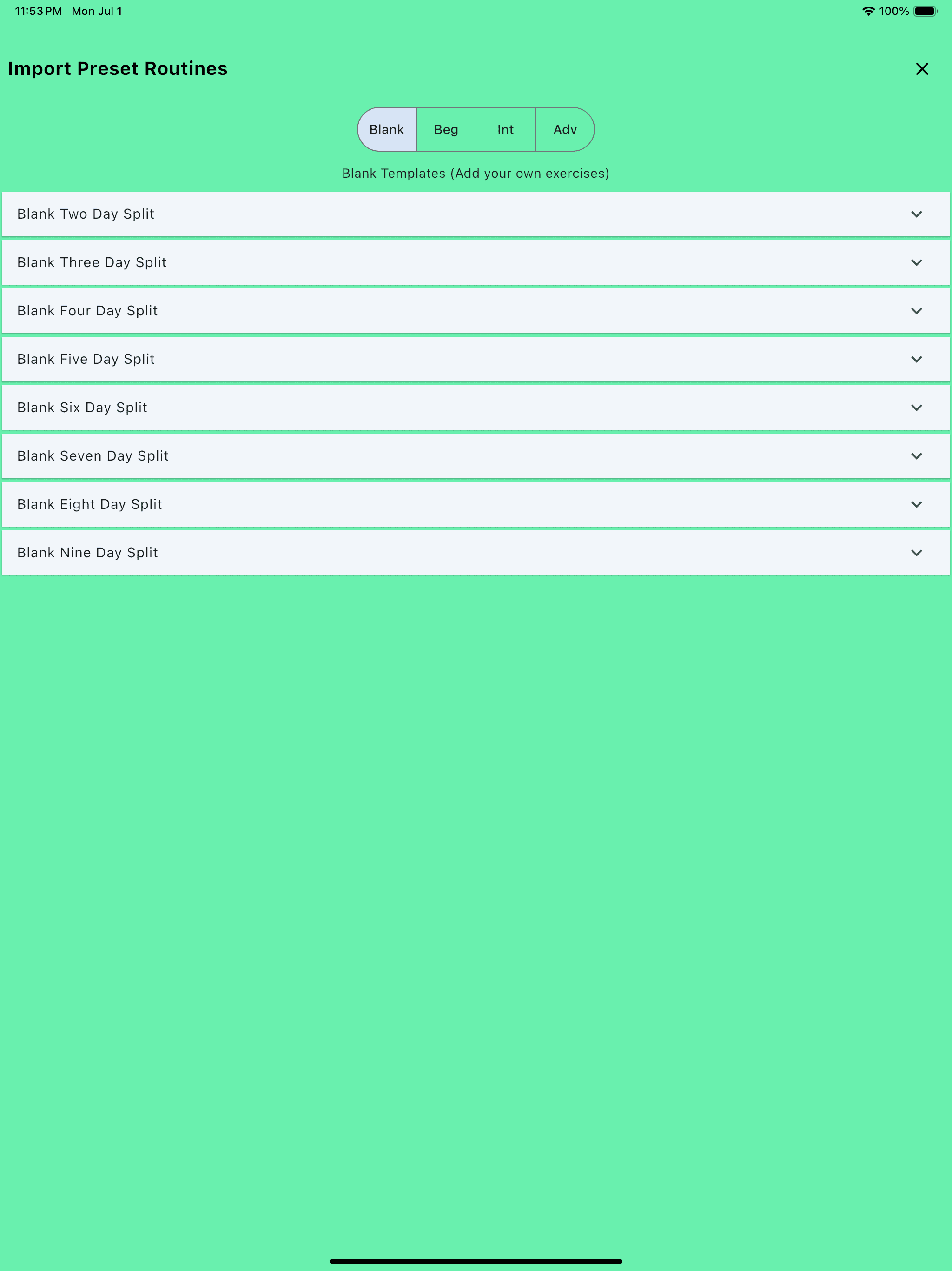 Routines import preset blanks tablet