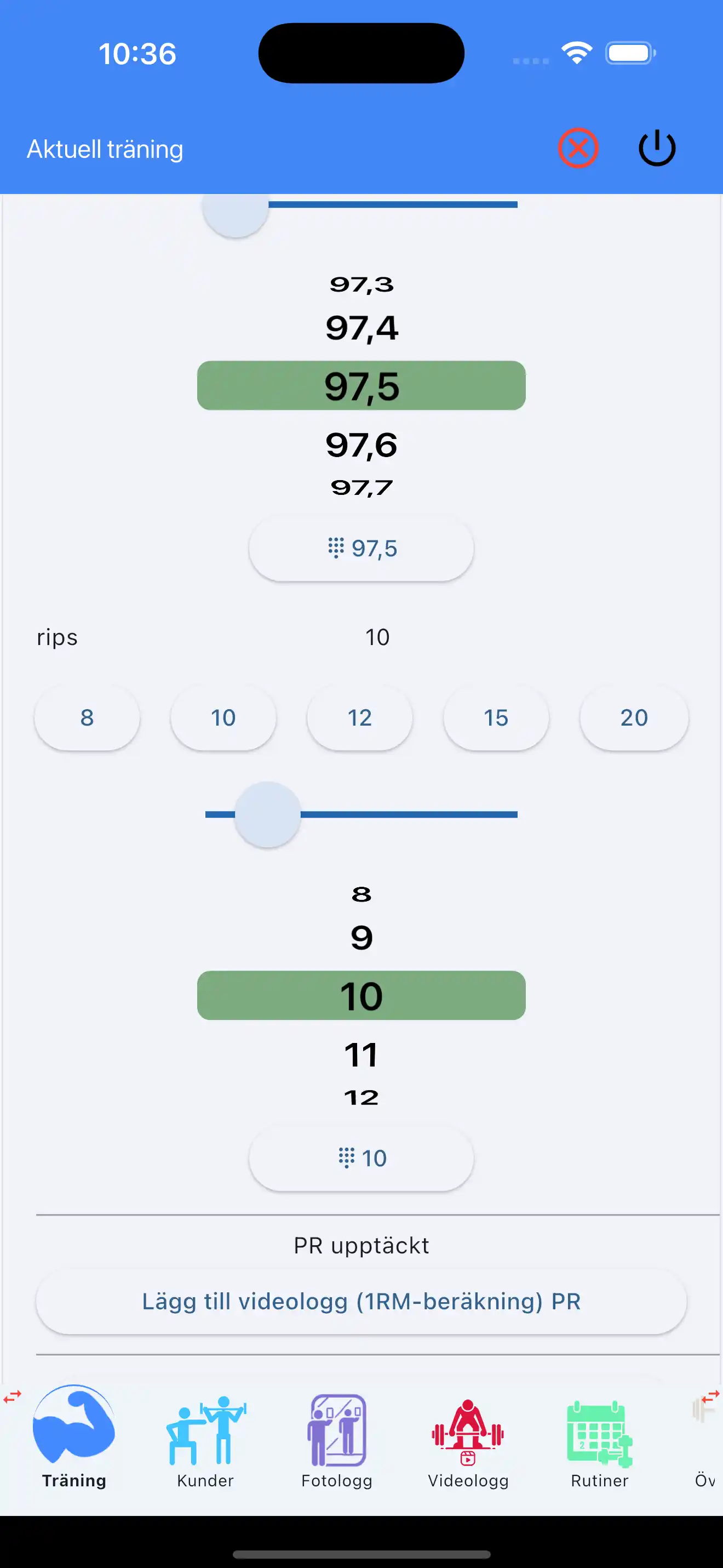 Lägg till Videologg för 1RM PR