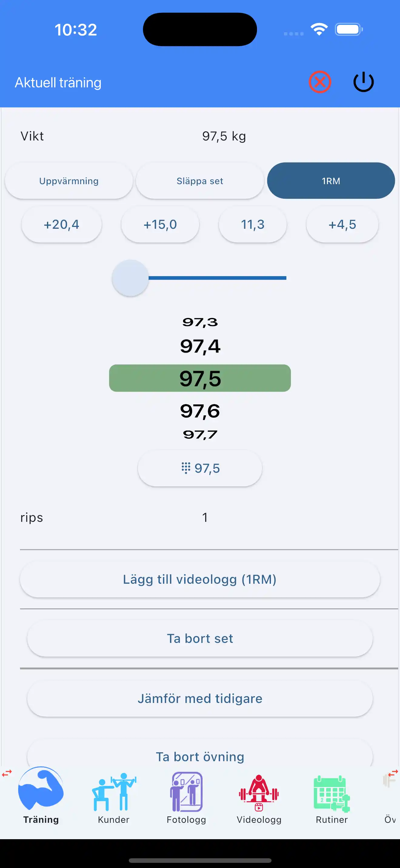 Lägg till Videologg för 1RM