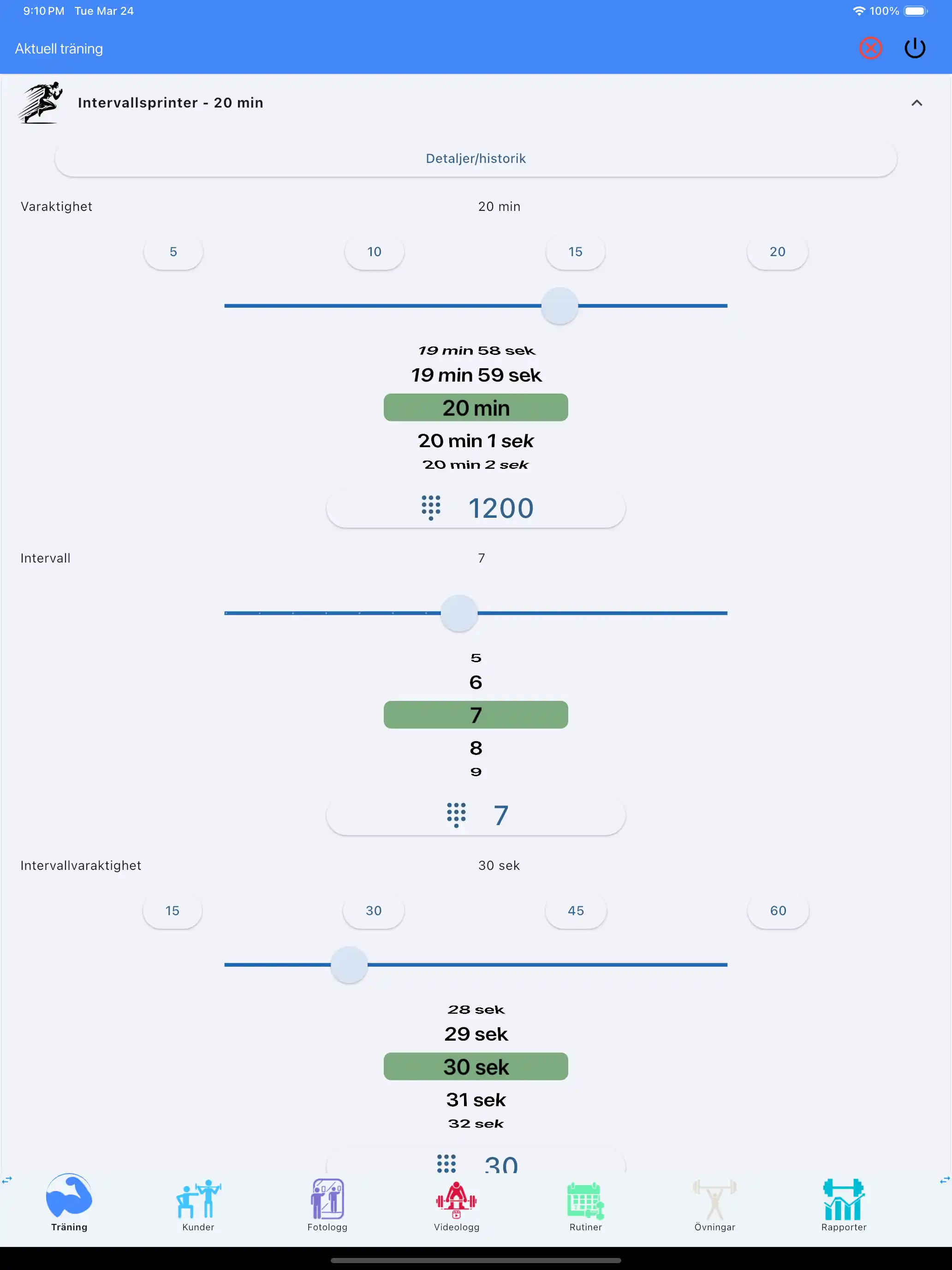 Konditionsspårning hiit surfplatta ipad