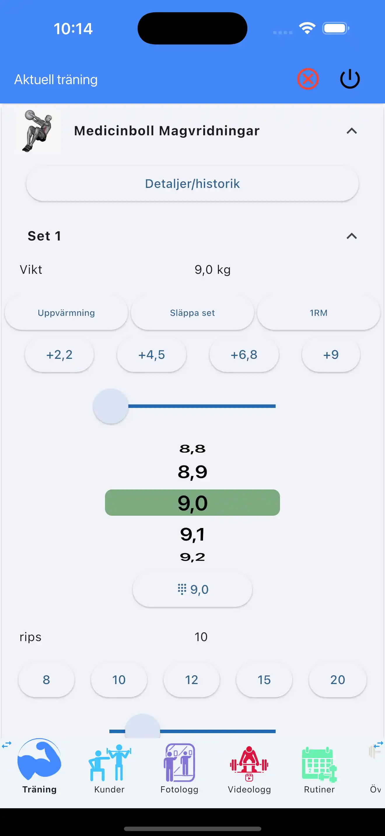 Medicinbollsövning spårning telefon