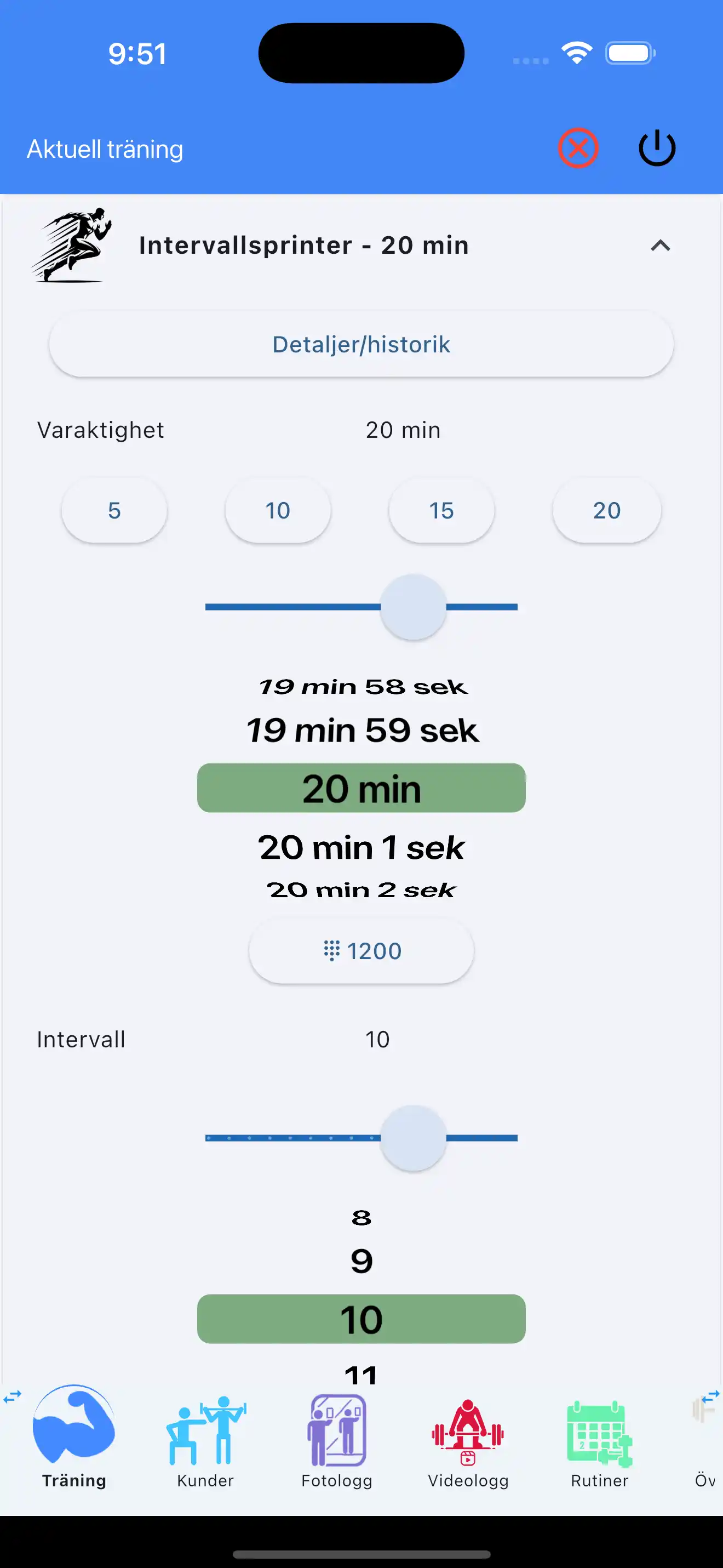 Snabb inmatning konditionsintervaller