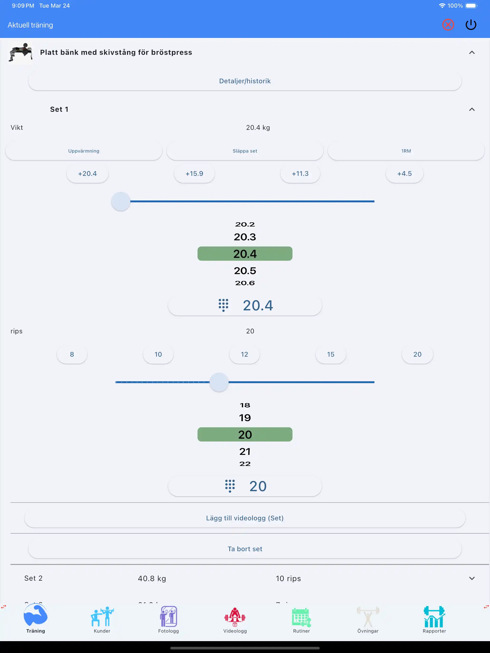 Spårning av styrketräning surfplatta ipad