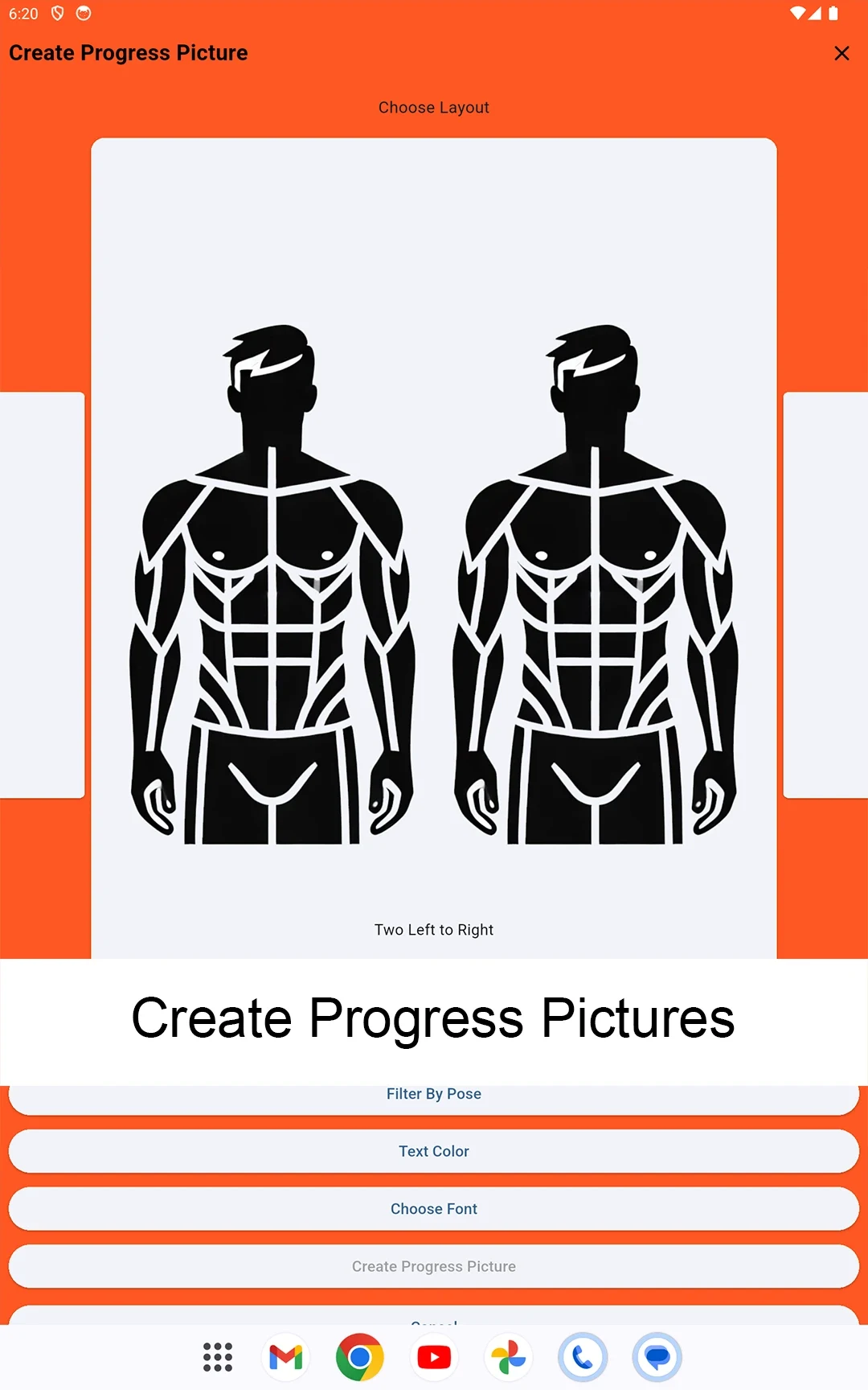 Android Tablet Create Gym Progress Pictures Screenshot