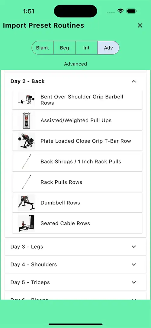 Advanced Eight Day Split Day 2 Back