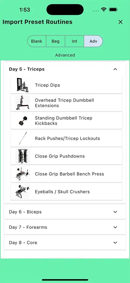 Advanced Eight Day Split Day 5 Triceps