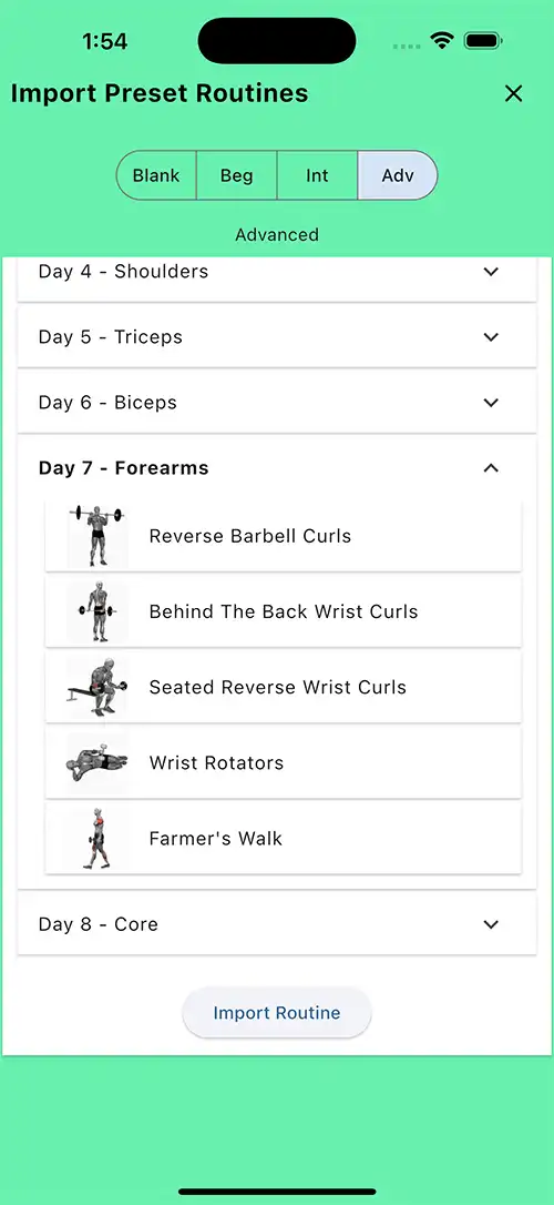Advanced Eight Day Split Day 7 Forearms