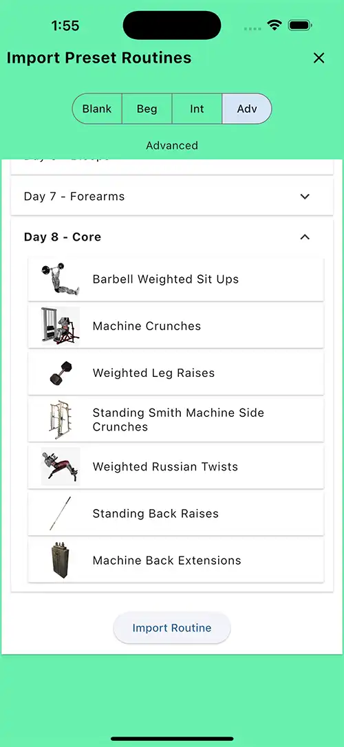 Advanced Eight Day Split Day 8 Core