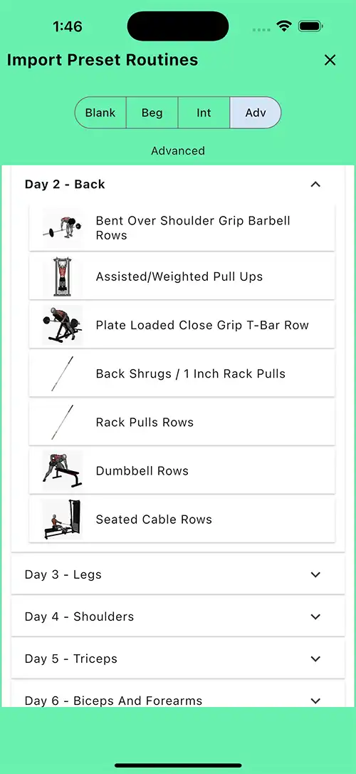Advanced Seven Day Split Day 2 Back