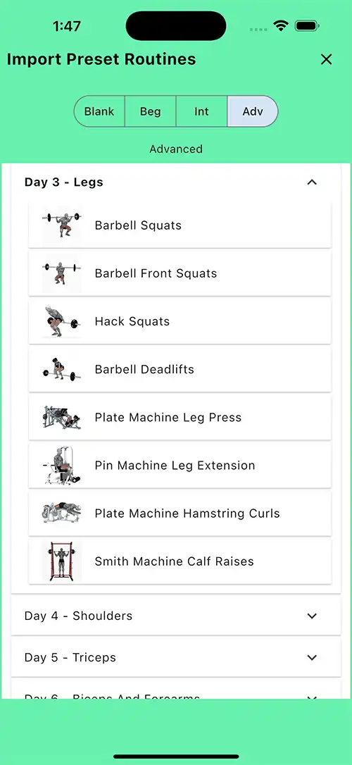 Advanced Seven Day Split Day 3 Legs