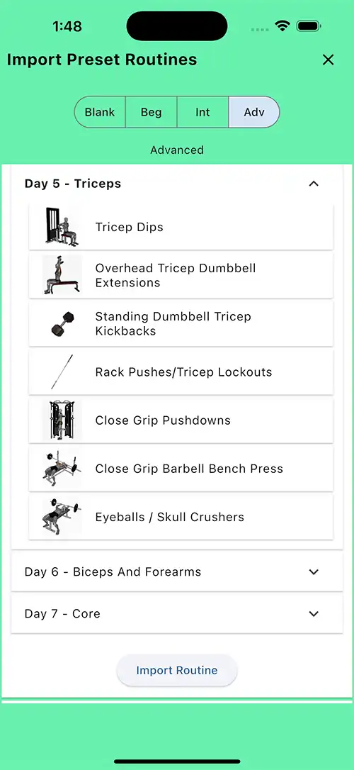 Advanced Seven Day Split Day 5 Triceps