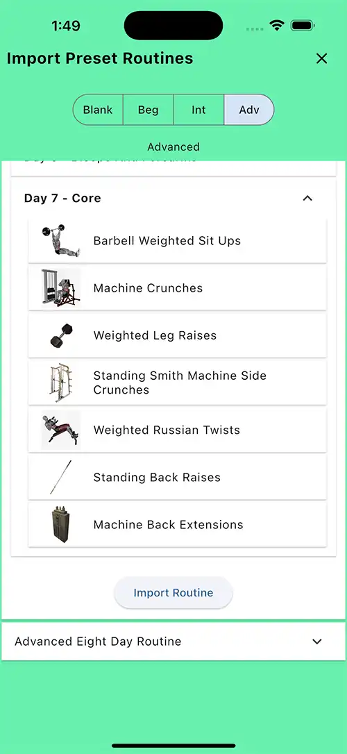 Advanced Seven Day Split Day 7 Core