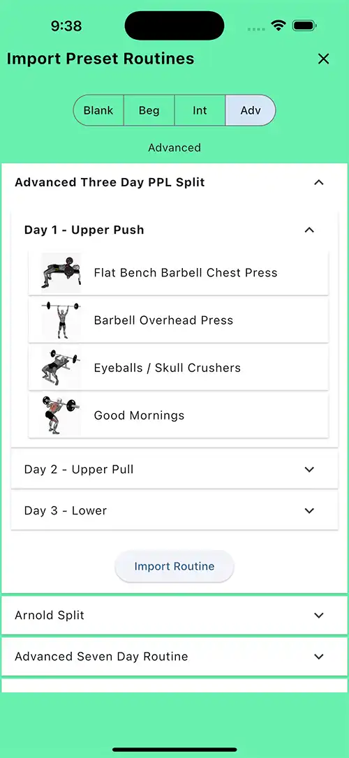 Advanced Three Day PPL Split Day 1 Upper Push