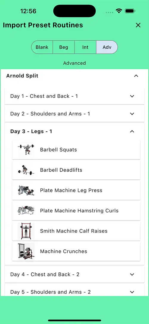 Arnold Split Day 3 Legs 1