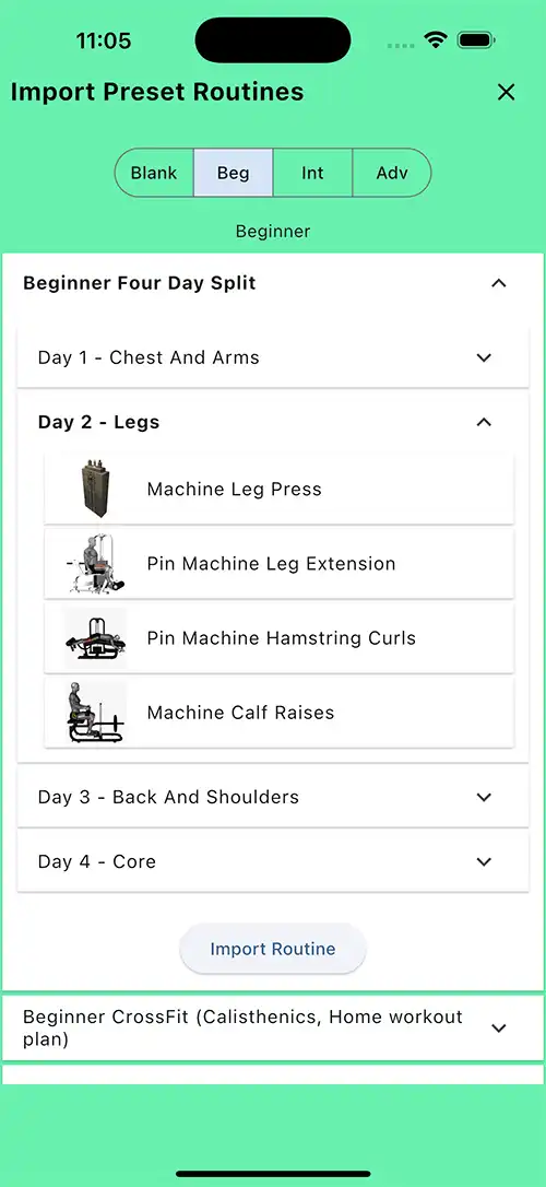 Beginner Four Day Split Day 2 Legs