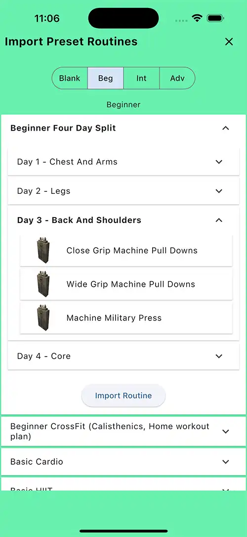 Beginner Four Day Split Day 3 Back and Shoulders