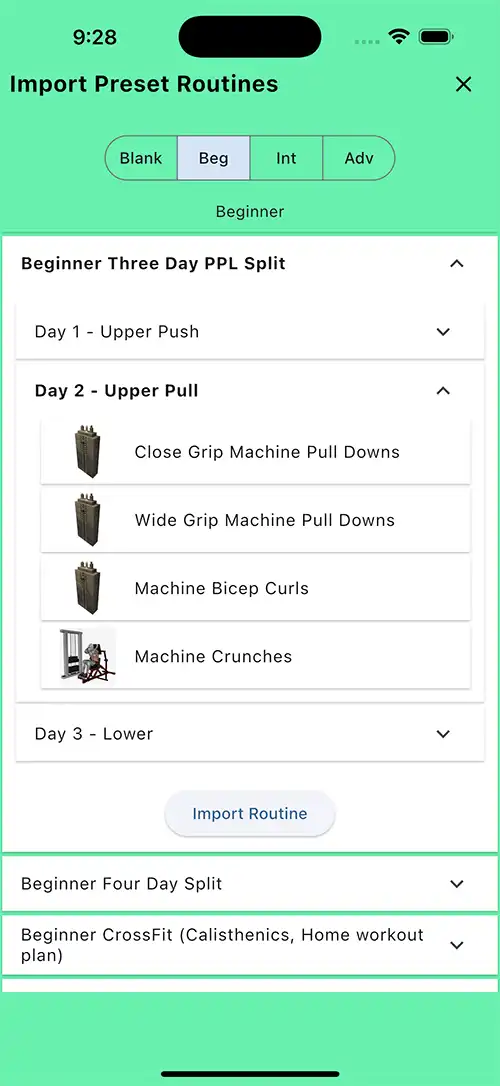 Beginner Three Day PPL Split Day 2 Upper Pull