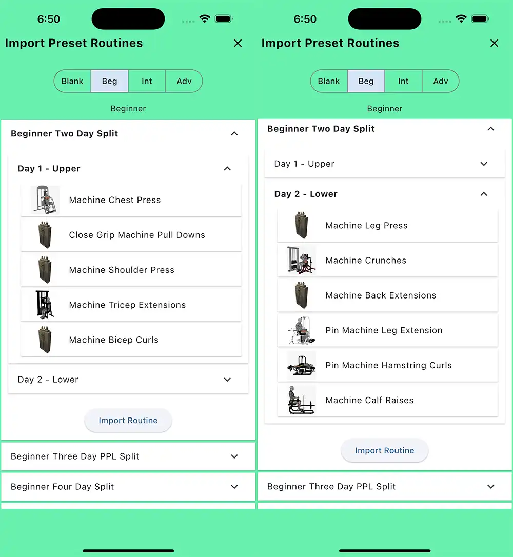 Beginner Two Day Split