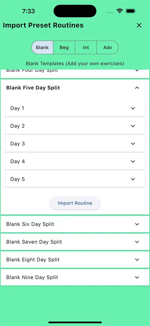 Custom Blank Five Day Split