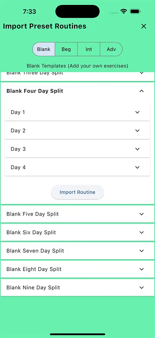 Custom Blank Four Day Split