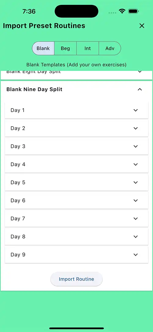Custom Blank Nine Day Split