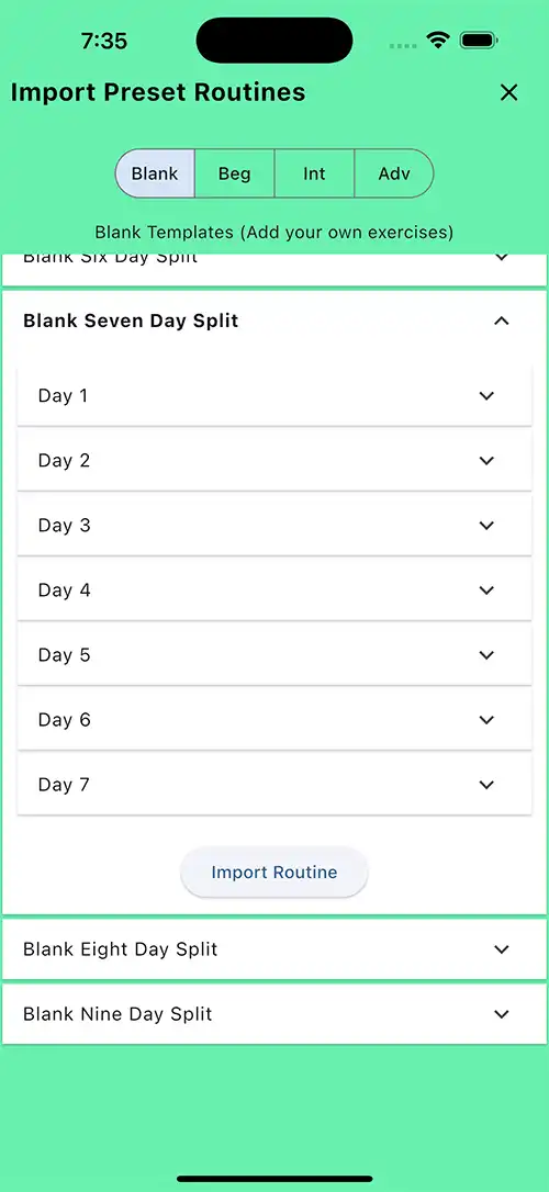 Custom Blank Seven Day Split
