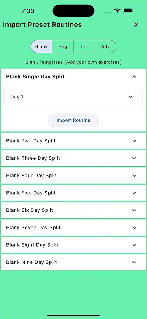 Custom Blank Single Day Split