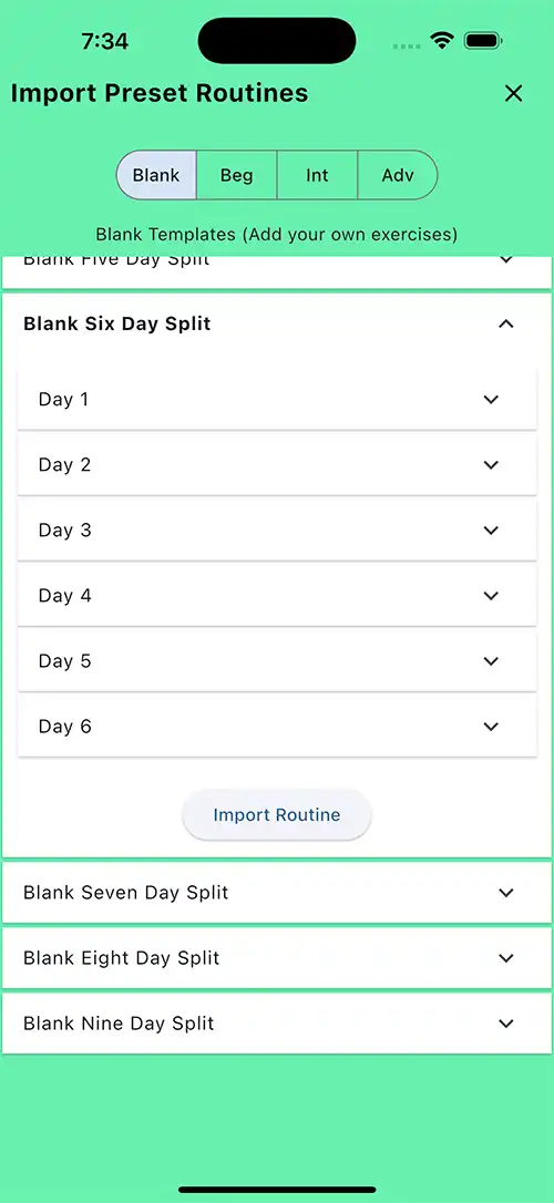 Custom Blank Six Day Split