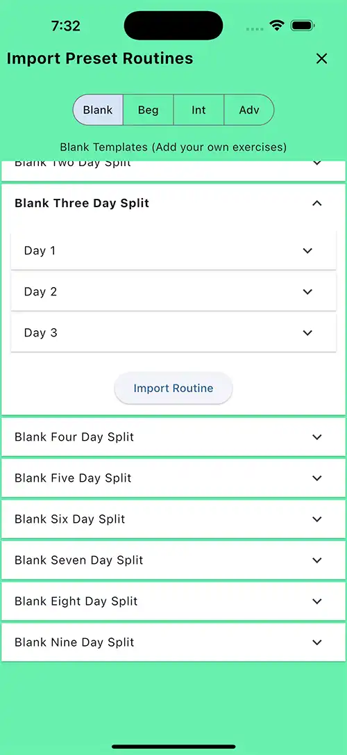 Custom Blank Three Day Split