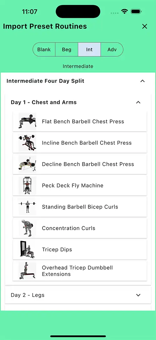 Intermediate Four Day Split Day 1 Chest and Arms