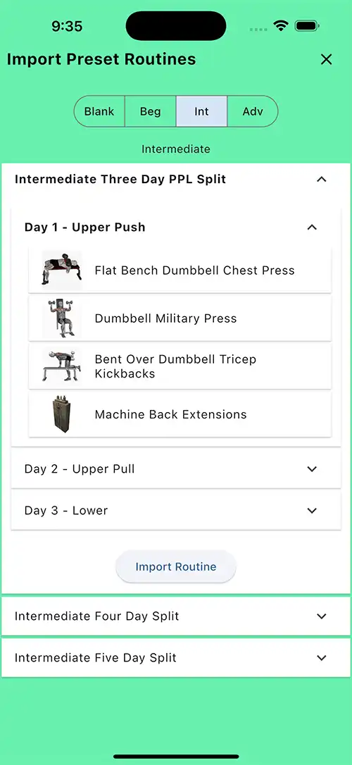 Intermediate Three Day PPL Split Day 1 Upper Push